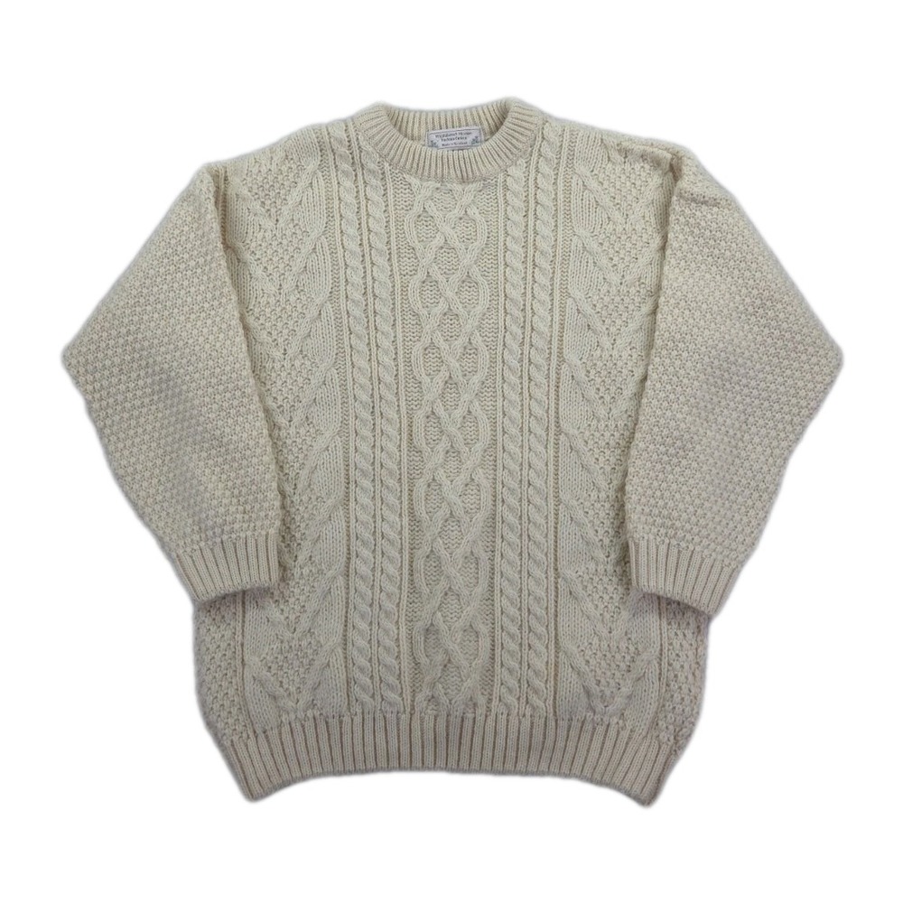 Highland Home Industries‎ Sweater Womens Medium Wool Cable Knit Fisherman